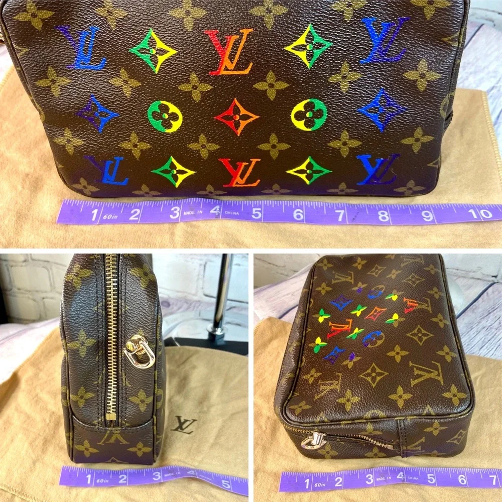 Louis Vuitton Trousse 23 Crossbody bag Custom Painted in rainbow with charms - Picture 14 of 16